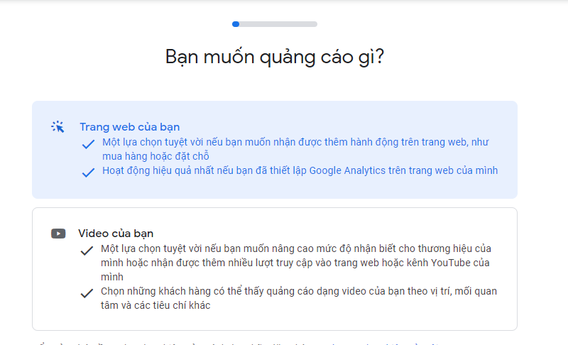 Tạo quảng cáo cùng tạo tài khoản