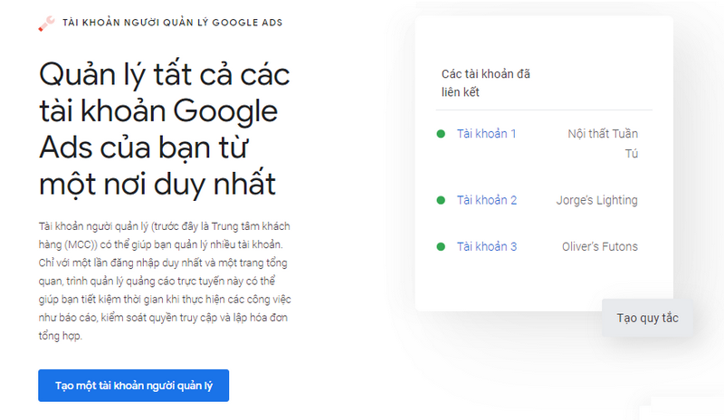 Tạo tài khoản người quản lý