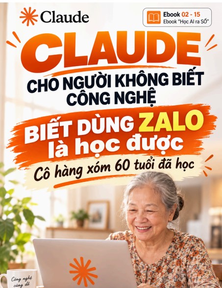 Bìa ebook Claude cho người không biết công nghệ trong chuỗi Học AI ra SỐ