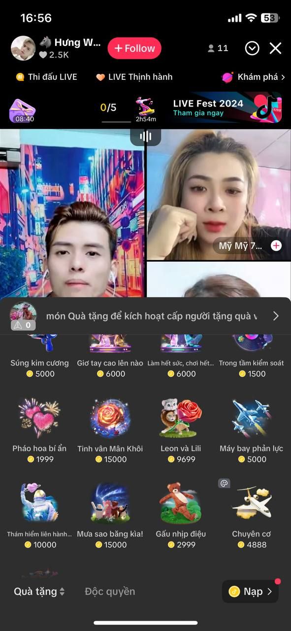 tặng quà tiktok live