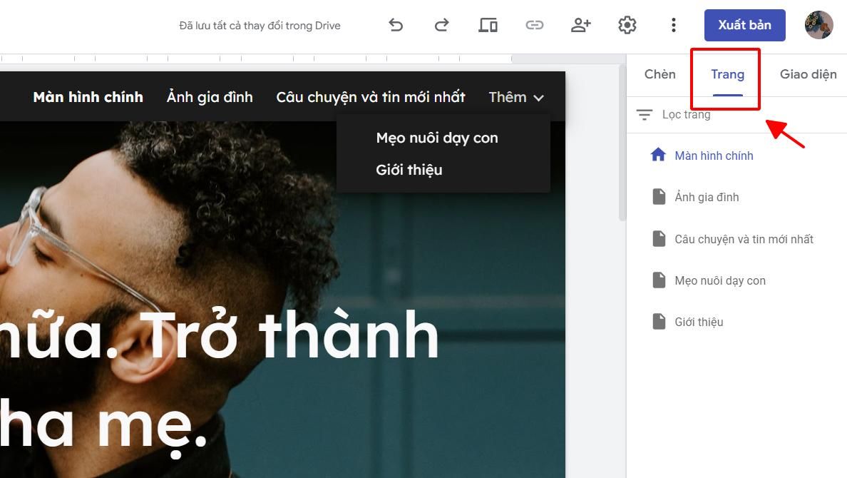 Tạo Menu cho trang Google Sites
