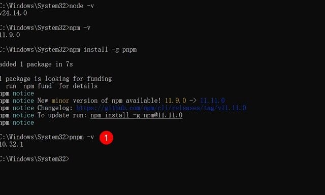 cài đăt pnpm thành công