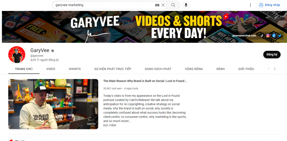 GaryVee - kênh học marketing trên Youtube