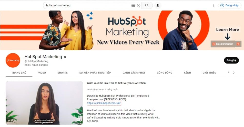 Kênh chia sẻ kiến thức về Marketing của Hubspot
