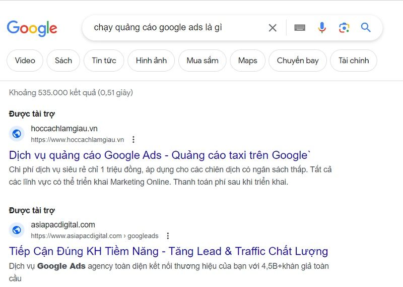 Quảng cáo tìm kiếm bằng Google Ads