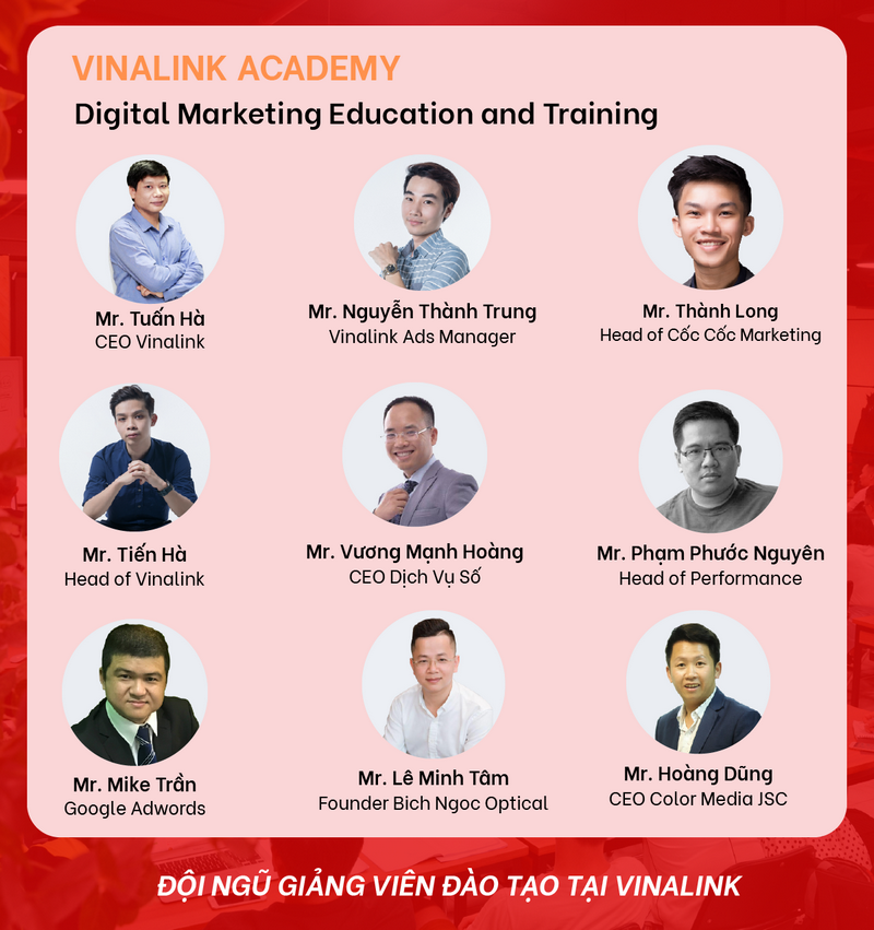 Đội ngũ giảng viên đào tạo Digital Marketing tại Vinalink