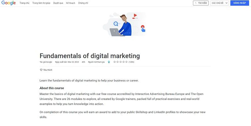 Khoá học Fundamentals of Digital Marketing
