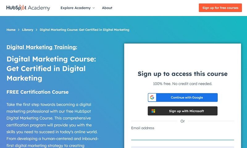 Chứng chỉ Digital Marketing Certification Course của Hubspot miễn phí