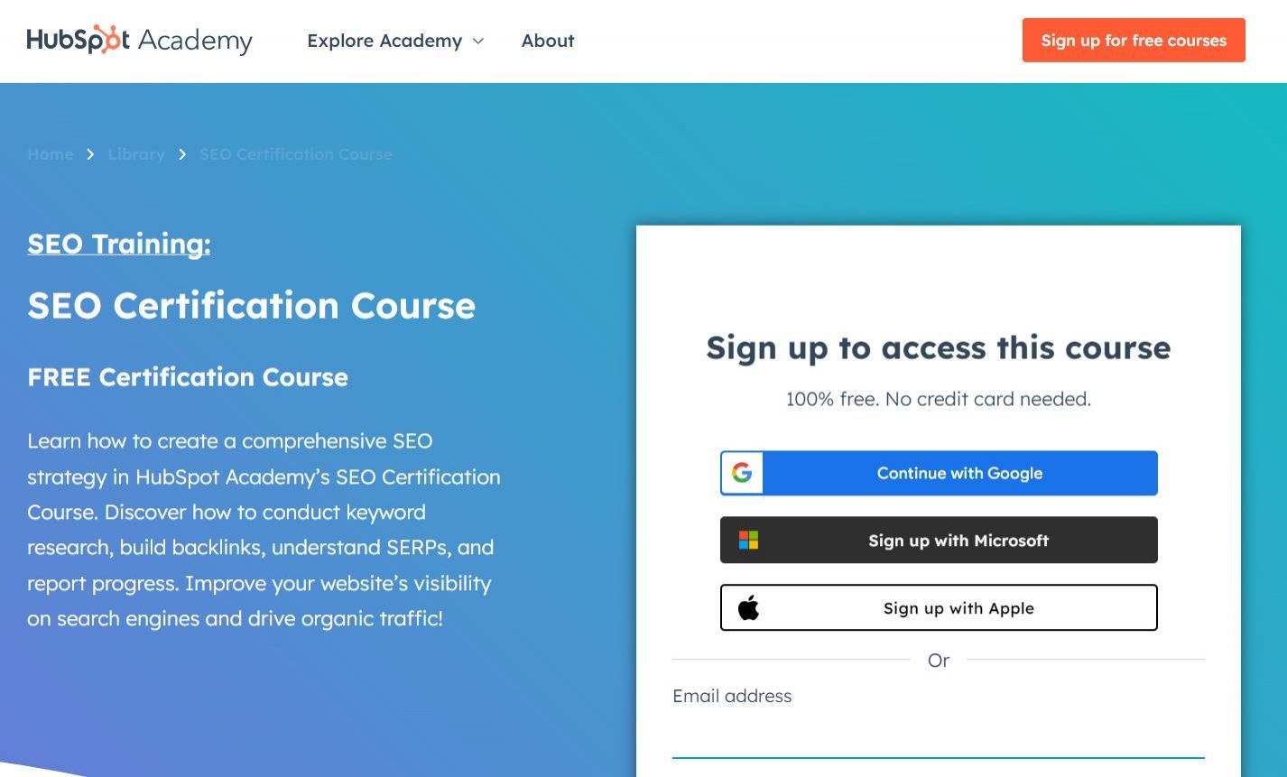 SEO Certification Course của Hubspot