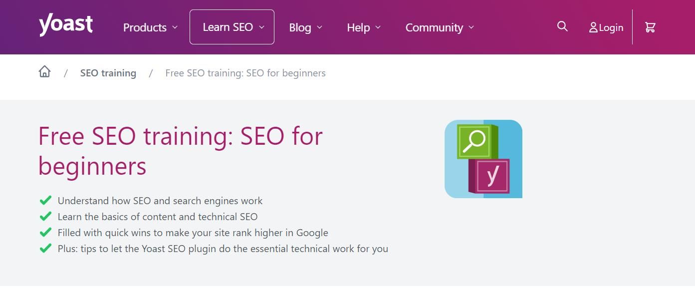 Free SEO training: SEO for beginners của YoastSEO