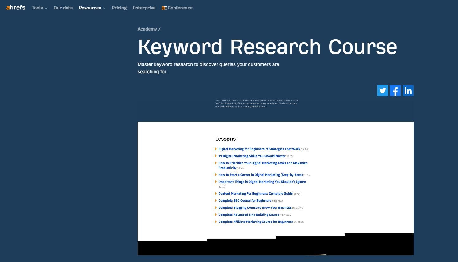 Keyword Research Course của Ahrefs