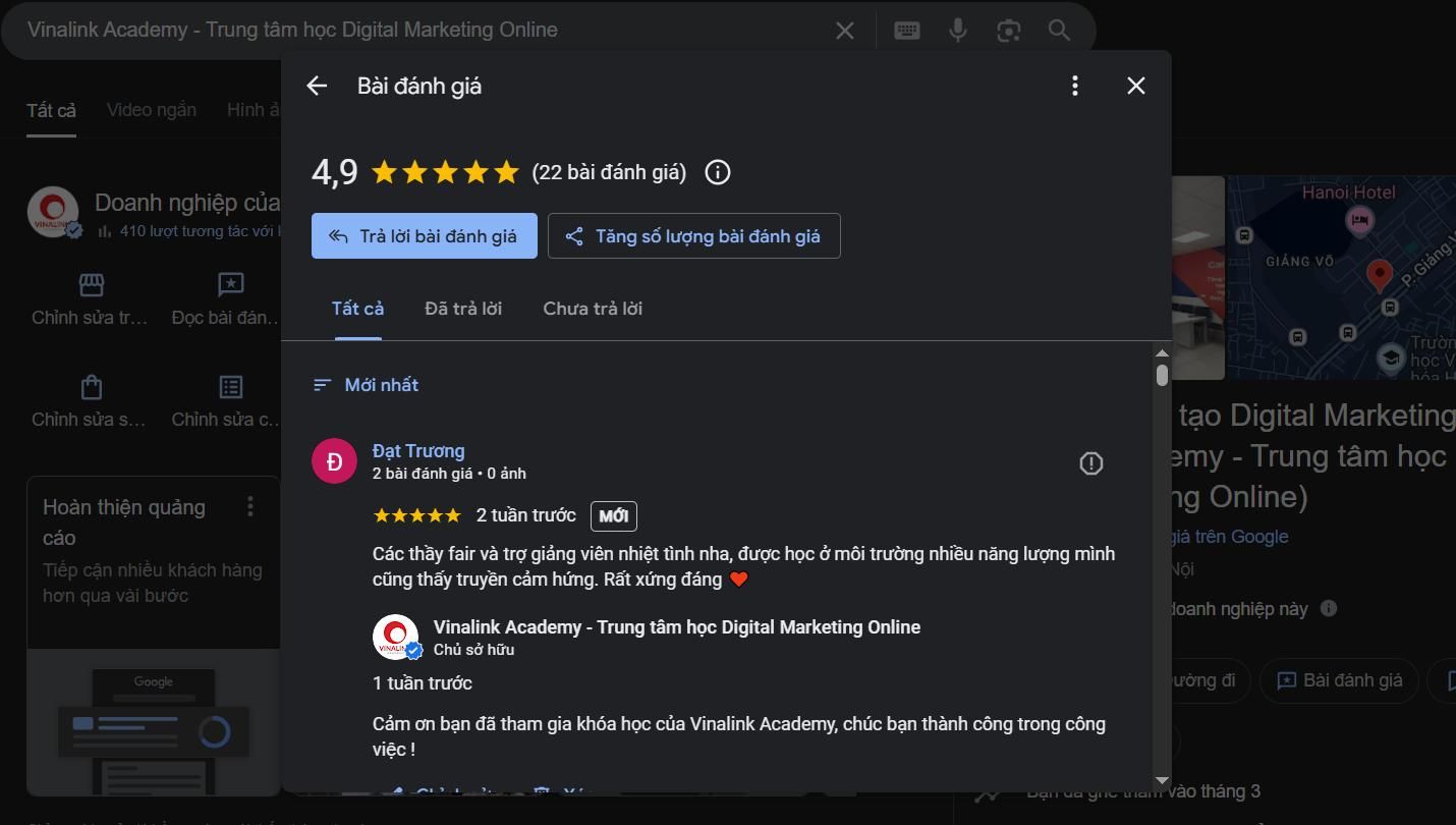 đánh giá trên Google Maps