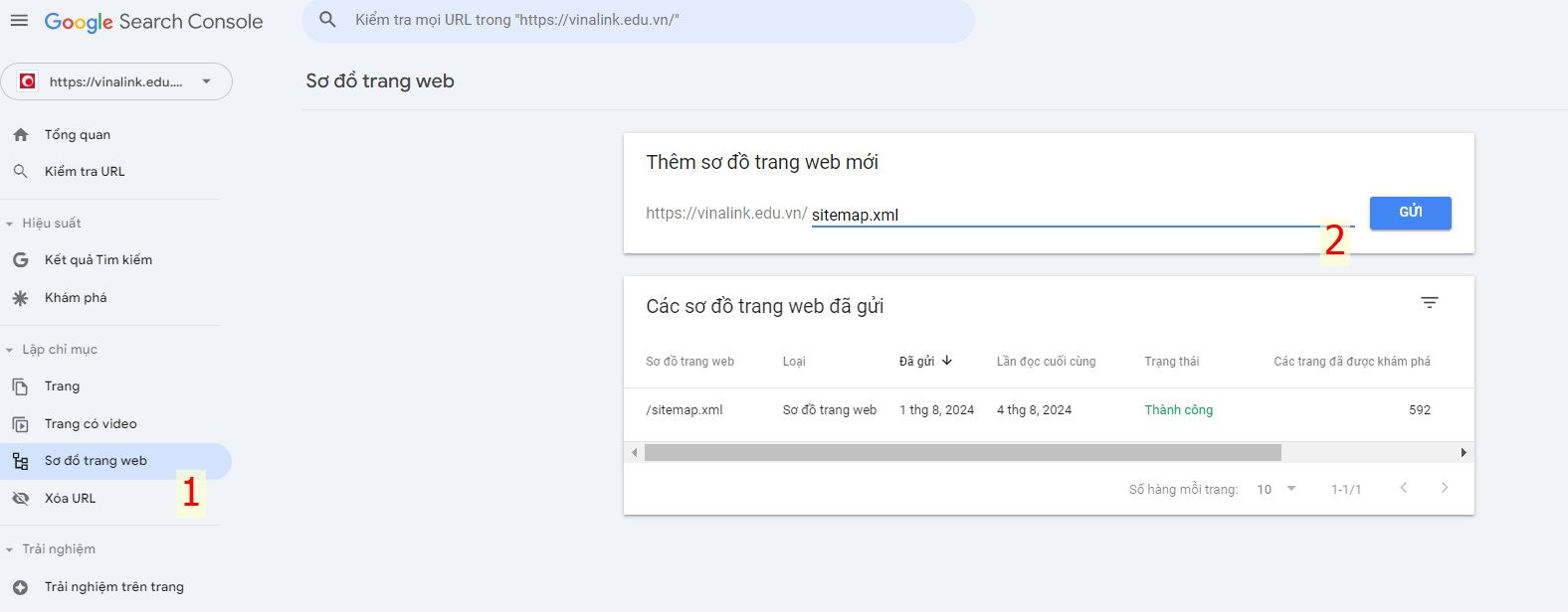 Submit file Sitemap.xml tới Google