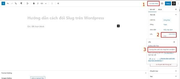 Chỉnh sửa Slug URL trên giao diện Wordpress mới