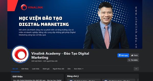 Như Vinalink Academy cung cấp các khoá học Digital Marketing nên đặt vào tên Fanpage